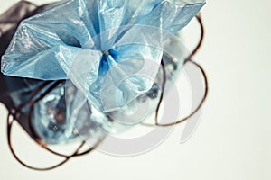 Blue organza gift bag