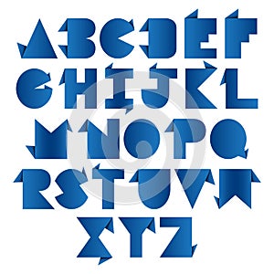 Blue origami alphabet letters