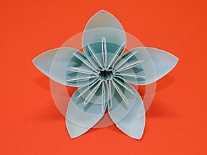 Blue origami flower