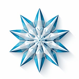 a blue origami star on a white background