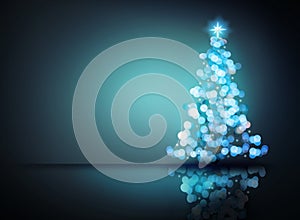 Blue ornament christmas tree. Digital decoration concept and glowing bokeh light background. and clipping path