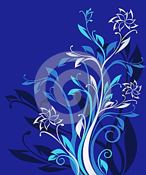 Blue ornate floral pattern