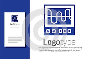 Blue Oscilloscope measurement signal wave icon isolated on white background. Logo design template element. Vector