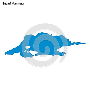 Blue outline map of Sea of Marmara, Isolated vector siilhouette photo