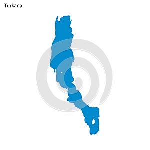 Blue outline map of Turkana Lake, Isolated vector siilhouette
