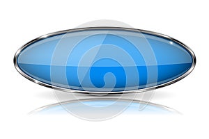 Blue oval button with chrome frame