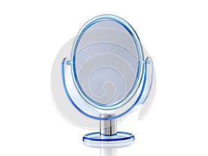 Blue oval stand mirror