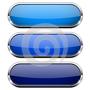Blue oval web buttons. With metal frame