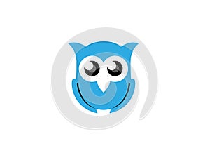 Blue owl open eyes for logo photo