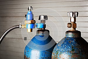 Blue oxygen cylinders