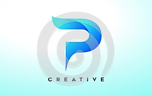 Blue P Letter Logo Design with Stylized Look and Modern Design for Business Company Logo