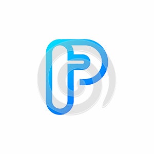 Blue P letter logo with rounded style