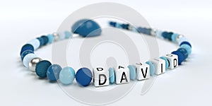 A blue pacifier chain for boys with name David