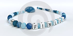 A blue pacifier chain for boys with name Finley