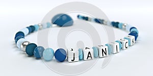 A blue pacifier chain for boys with name Janick
