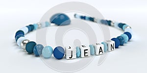 A blue pacifier chain for boys with name Jean