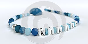 A blue pacifier chain for boys with name Killian