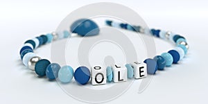 A blue pacifier chain for boys with name Ole