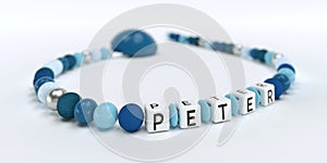 A blue pacifier chain for boys with name Peter