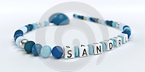 A blue pacifier chain for boys with name Sander