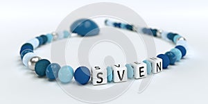 A blue pacifier chain for boys with name Sven