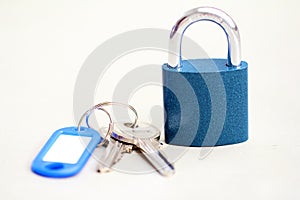 Blue padlock with keys