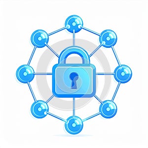 Blue Padlock Network Security Concept Illustration