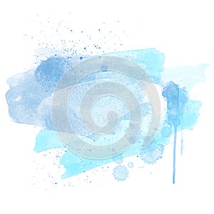 Blue Paint Artistic Watercolor Backround isolated on white