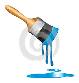 Blue paint on a brush.