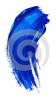 Blue paint brush stroke isolated on white background, Artistic design element, Generative AI illustrations