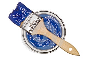 Blue Paint can with brush