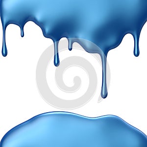 Blue paint dripping isolated over white background