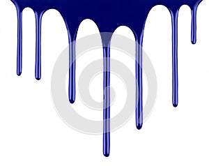 Blue paint dripping isolated over white
