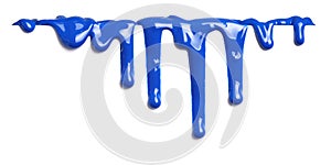 Blue paint dripping isolated