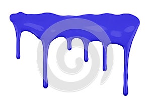 Blue paint dripping isolated on white