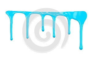 Blue paint dripping isolated on white