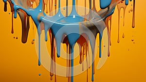 Blue Paint Dripping on Yellow