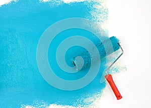 Blue paint roller