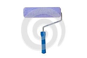Blue paint roller isolated on white