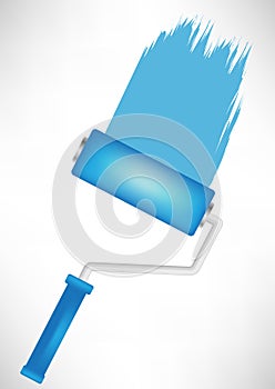 Blue paint roller tool with trace