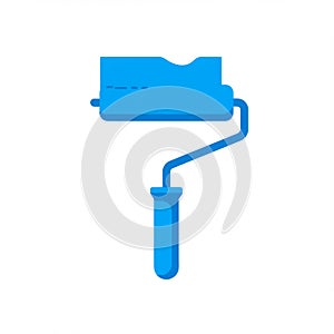 Blue Paint Roller on White Background