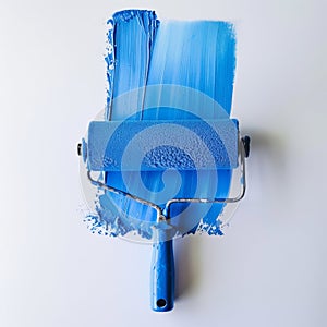 Blue Paint on White Background.AI generated image
