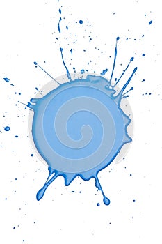 Blue paint splash on white