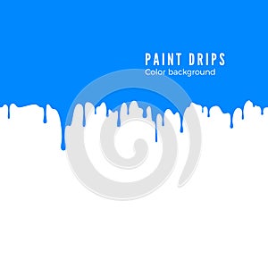 Blue paint splatter. Horizontal drips seamless decoration texture. Vector illustration