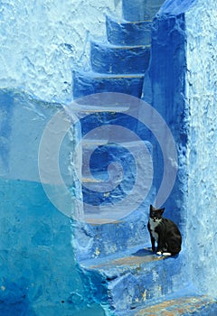 Blue painted house in Morocco