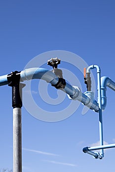 Blue painted pipework photo