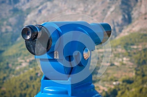 Blue panoramic public binocular for panoramic view observe