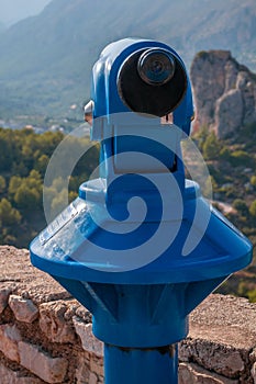 Blue panoramic public binocular for panoramic view observe