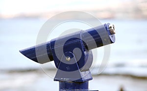 Blue panoramic public binocular for panoramic view observe