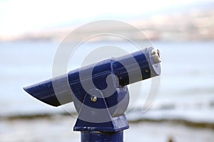 Blue panoramic public binocular for panoramic view observe